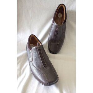 Naturalizer Fever Brown Leather Loafers Size 9W Zip Up Comfort Shoes